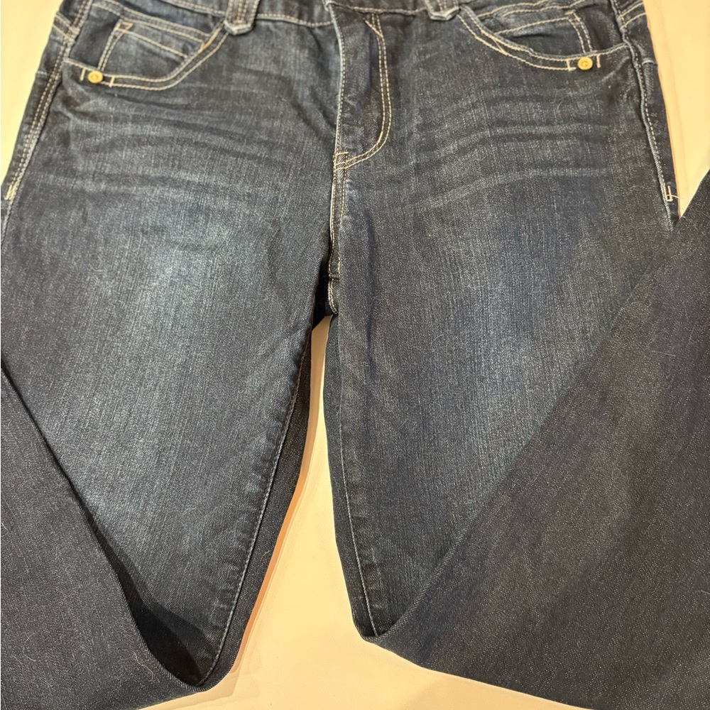 Democracy Dark Wash High Rise Ab Solution Cropped Skinny
Jeans Size 6.